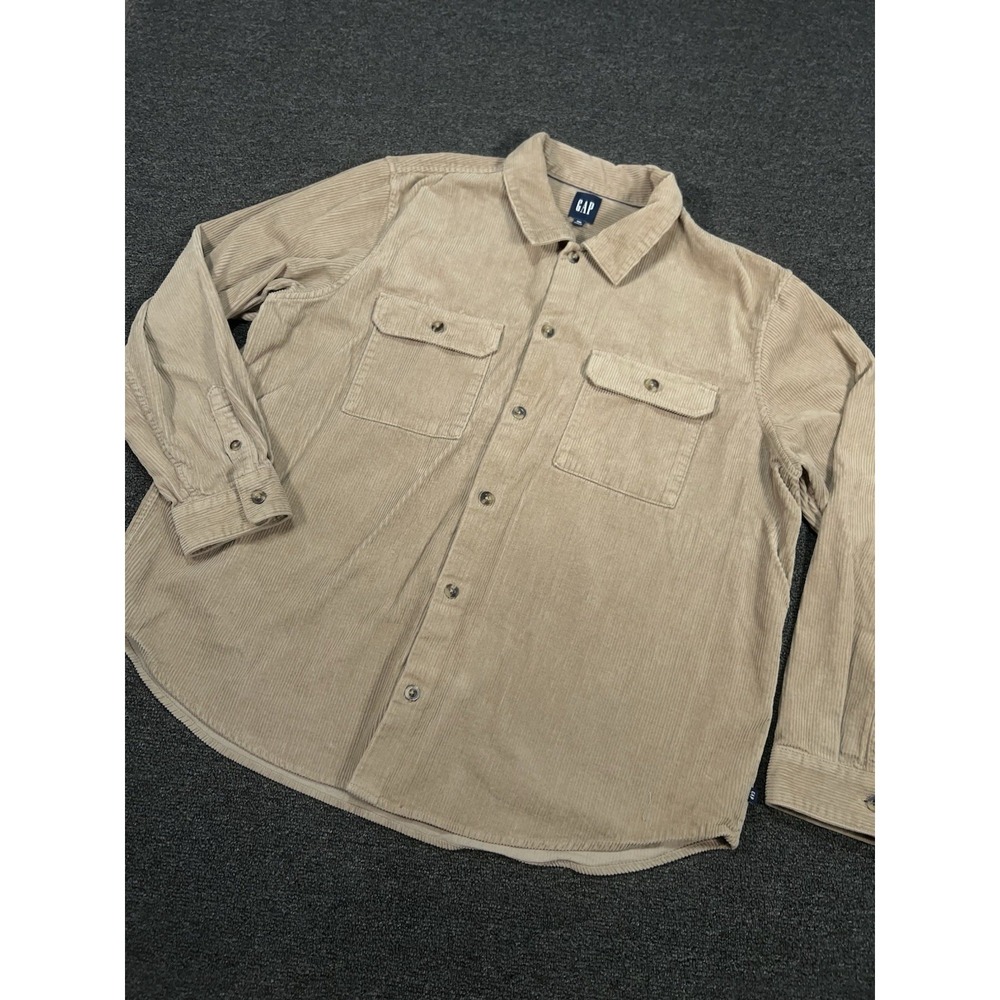 Gap Corduroy Shirt Jacket Shacket Mens XXL 2XL Beige Button Up Chore Workwear